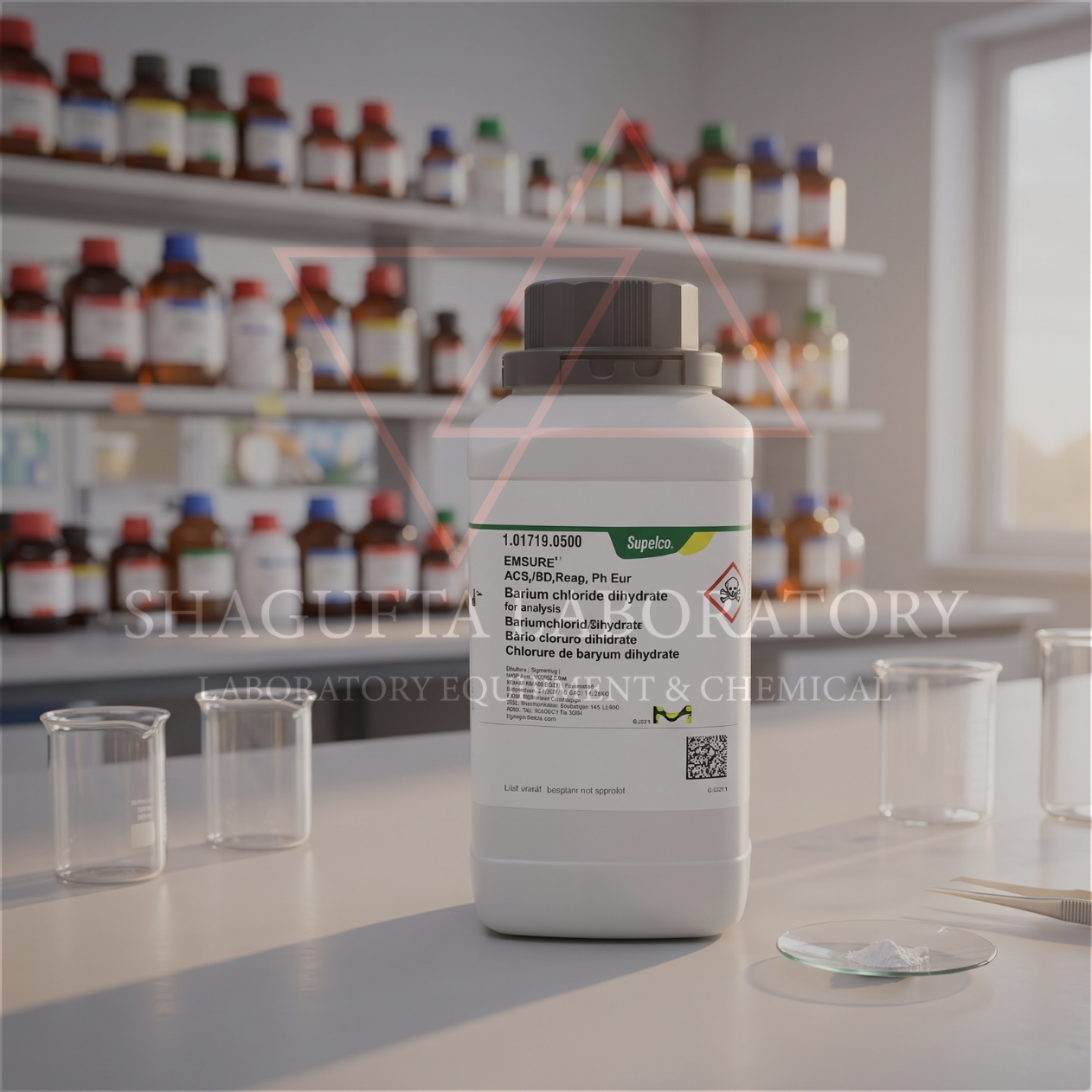 Barium Chloride Dihydrate EMSURE® ACS ISO Merck 101719.0500 Supelco 500g – Reagen Kimia Laboratorium