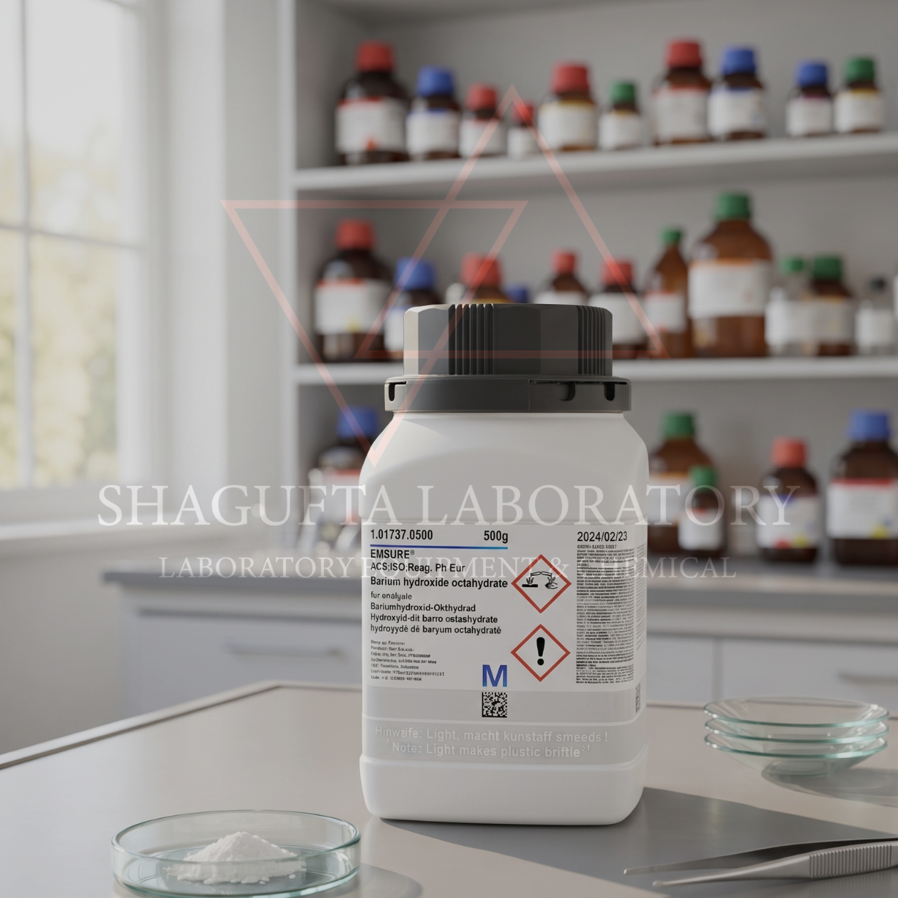 Barium Hydroxide Octahydrate EMSURE® ACS ISO Merck 101737 20GR– Reagen Kimia Analytical Grade (REPACK)