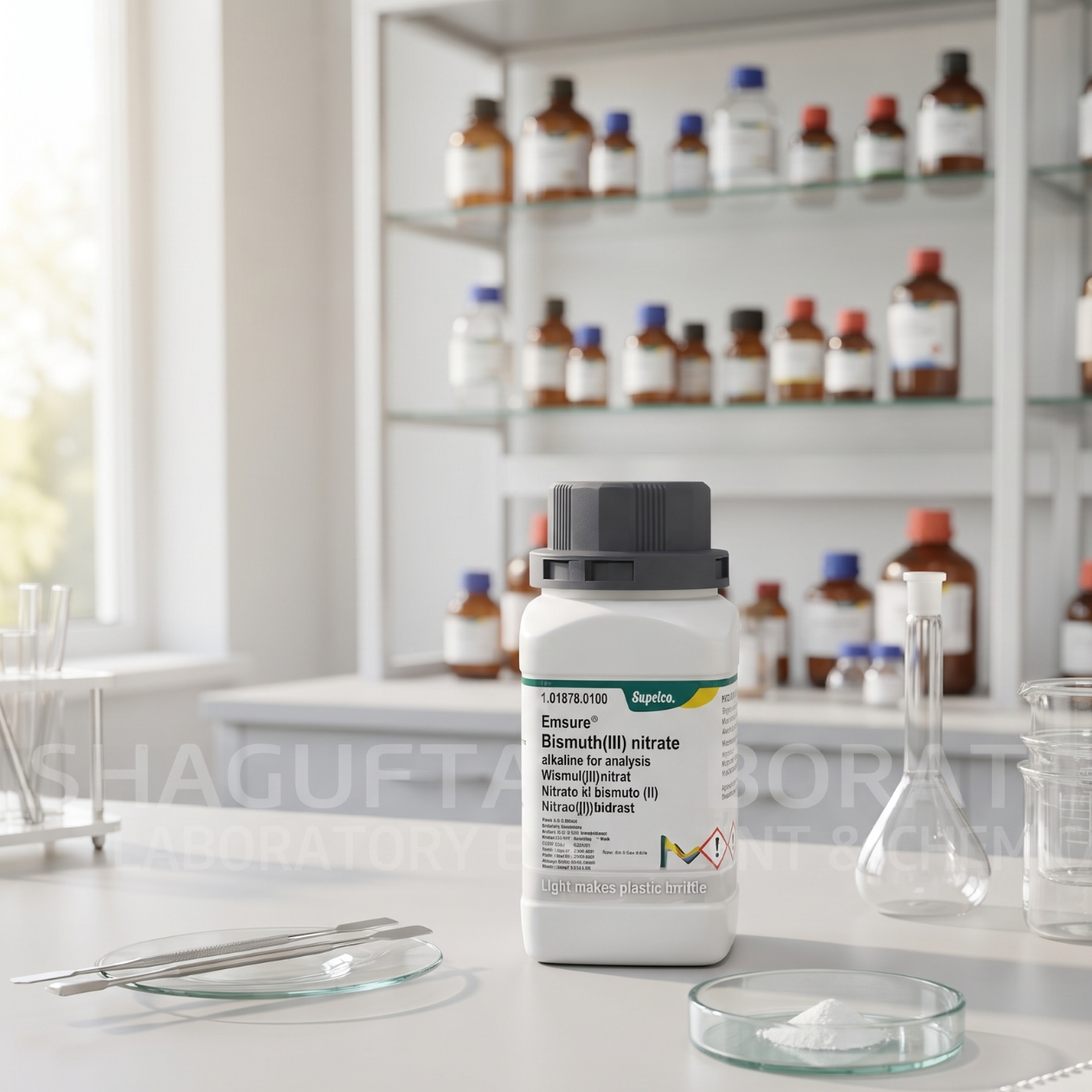 Bismuth(III) Nitrate Alkaline EMSURE® Reag. Ph Eur Merck 101878 5GR – Reagen Kimia Laboratorium (REPACK)