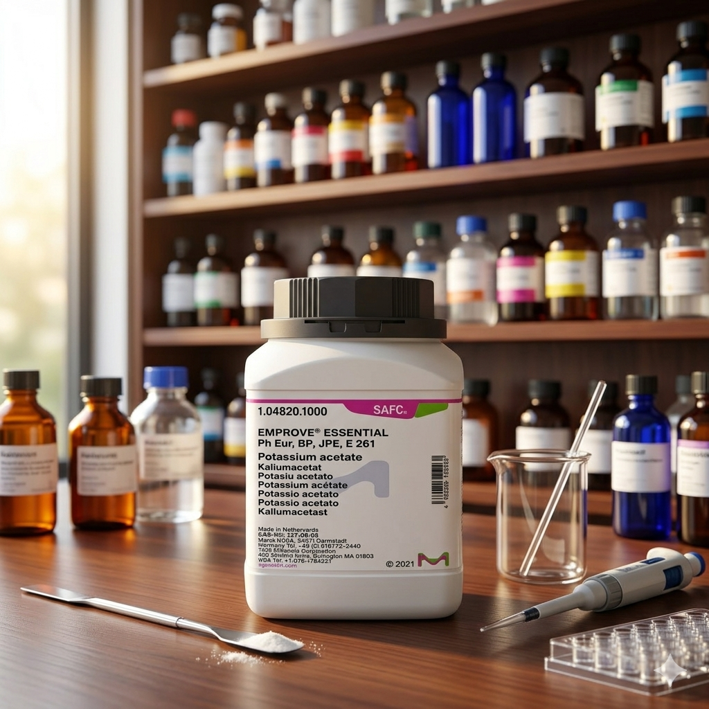KALIUM ACETATE 104820 / MERCK 1.04820 25GR / KALIUM ASETAT / CH₃COOK / CAS 127-08-2 (REPACK)