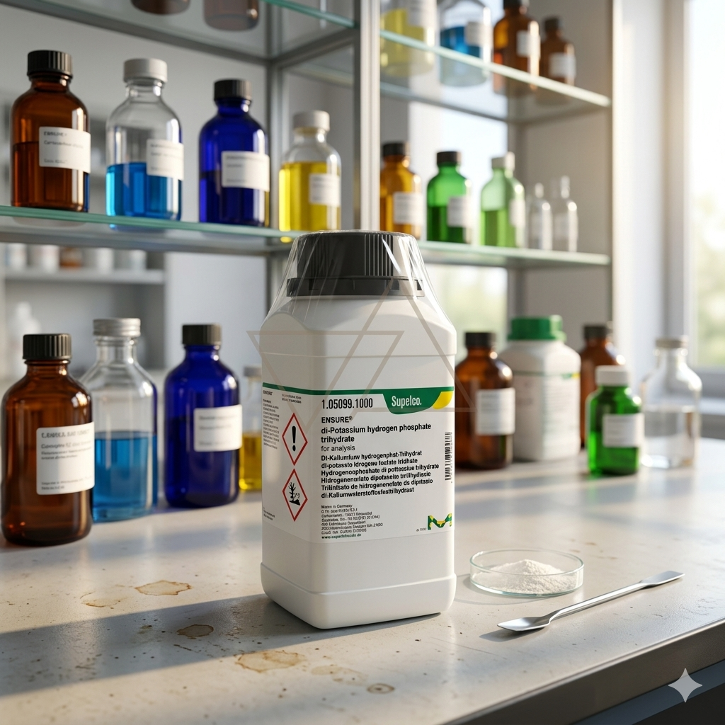 Di-Potassium Hydrogen Phosphate Trihydrate EMSURE® Merck 105099 adalah bahan kimia analytical grade berkualitas tinggi untuk kebutuhan laboratorium, penelitian, quality control (QC), pendidikan, dan aplikasi industri. Cocok digunakan sebagai buffer reagent, preparasi larutan, analisis kimia, dan kebutuhan research profesional.
