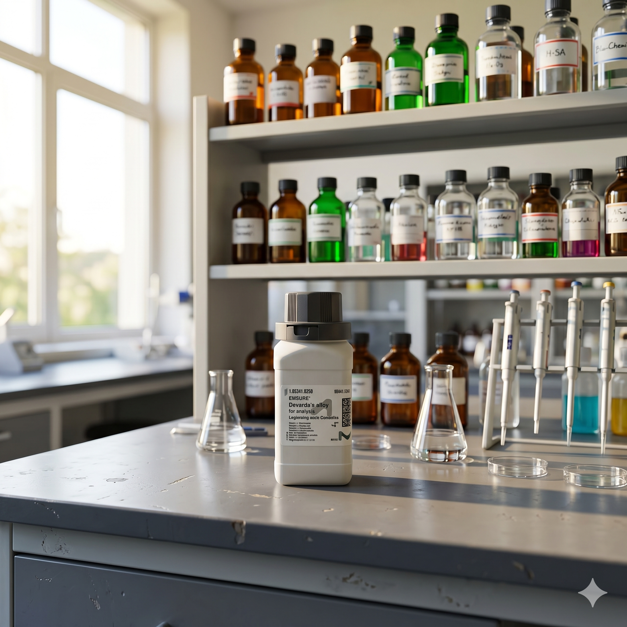 Devarda’s Alloy Merck EMSURE® merupakan reagen analytical grade berkualitas tinggi yang digunakan dalam analisis nitrogen, reduksi nitrat, penelitian kimia, quality control, dan aplikasi laboratorium profesional. Cocok untuk laboratorium analitik, pendidikan, penelitian, dan industri.