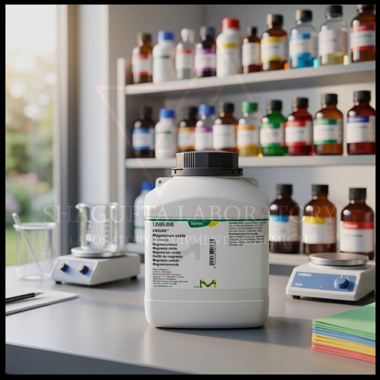 Magnesium Oxide EMSURE® Supelco merupakan bahan kimia laboratorium berkualitas tinggi untuk kebutuhan analisis, penelitian, quality control, pendidikan, dan aplikasi industri. Memiliki tingkat kemurnian tinggi serta stabilitas yang baik untuk penggunaan laboratorium profesional.