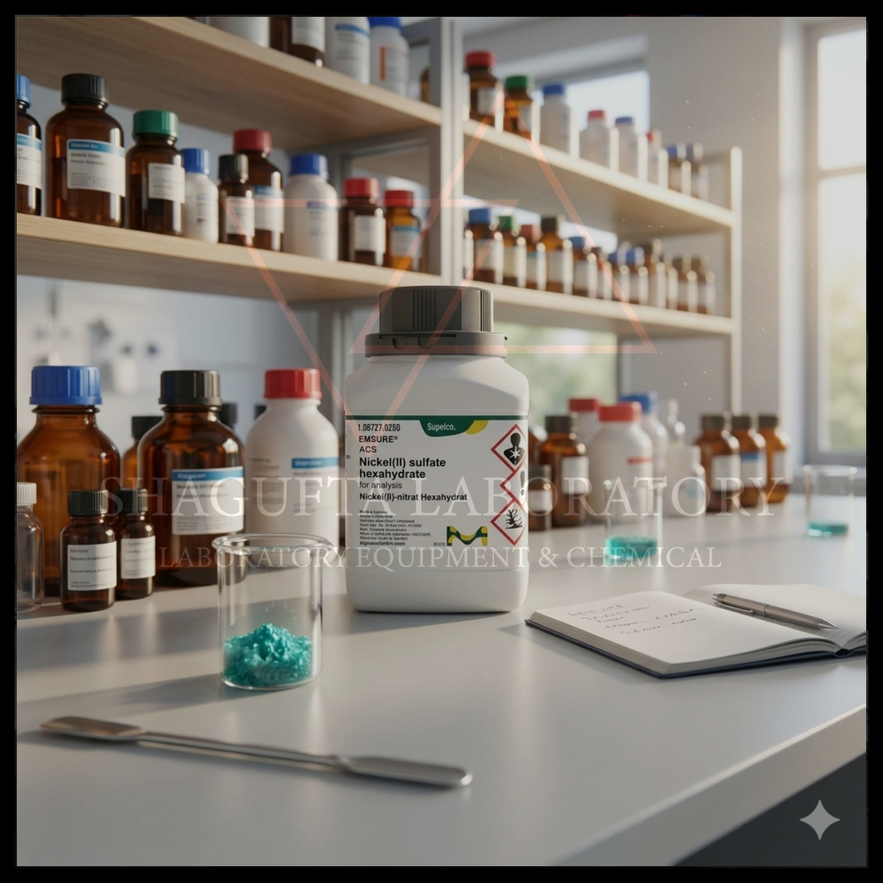 Supelco EMSURE® Nickel(II) Sulfate Hexahydrate ACS for Analysis merupakan bahan kimia laboratorium analytical grade berkualitas tinggi untuk kebutuhan penelitian, quality control (QC), elektroplating, pendidikan, dan aplikasi industri. Produk original Merck/Supelco dengan standar ACS dan kemurnian tinggi untuk hasil analisis yang akurat dan konsisten.