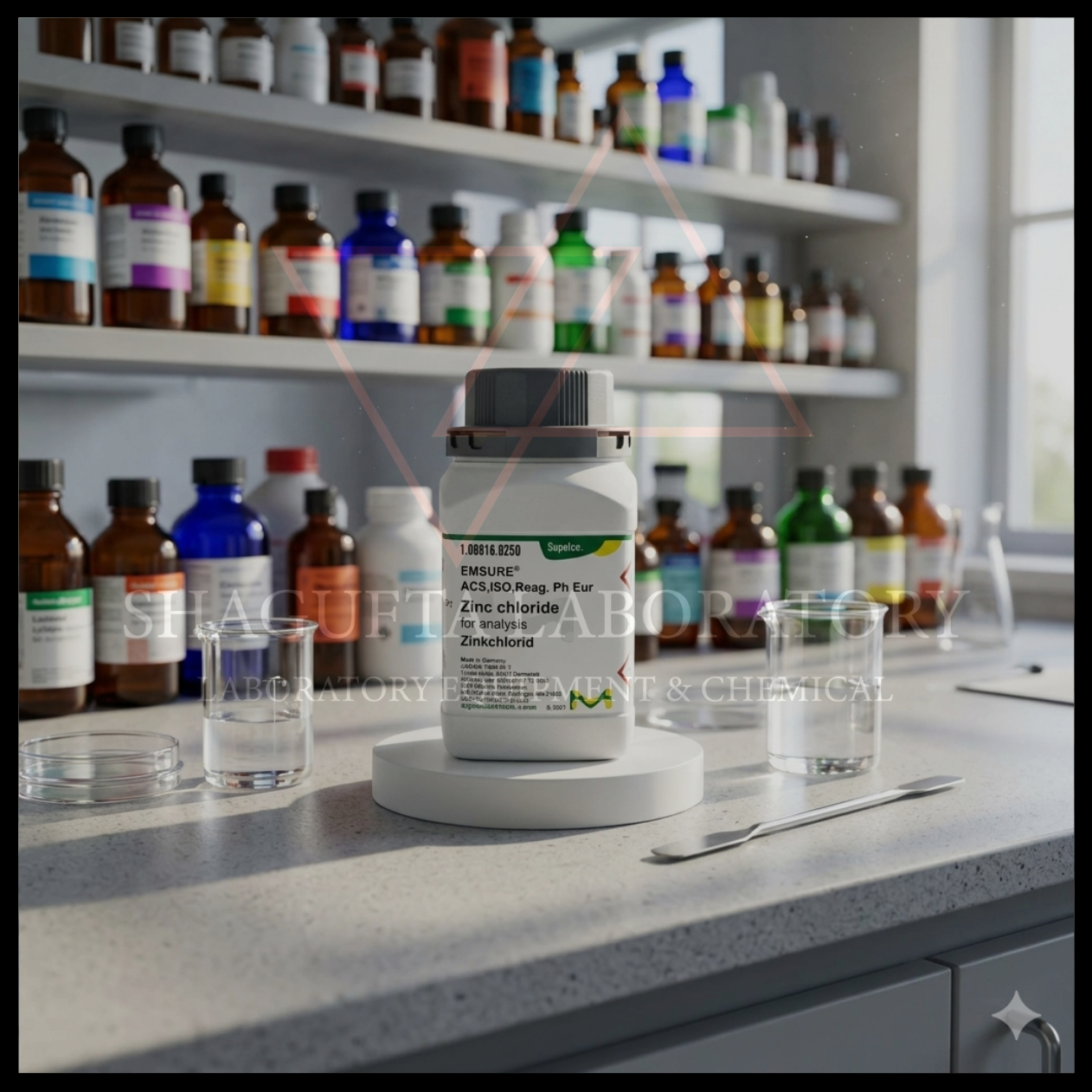Supelco Zinc Chloride EMSURE ACS ISO Reag. Ph Eur 108816 merupakan bahan kimia laboratorium analytical grade berkualitas tinggi untuk analisis laboratorium, preparasi reagen, penelitian, quality control, dan aplikasi industri. Cocok digunakan pada laboratorium kimia, farmasi, pendidikan, lingkungan, dan institusi penelitian profesional.