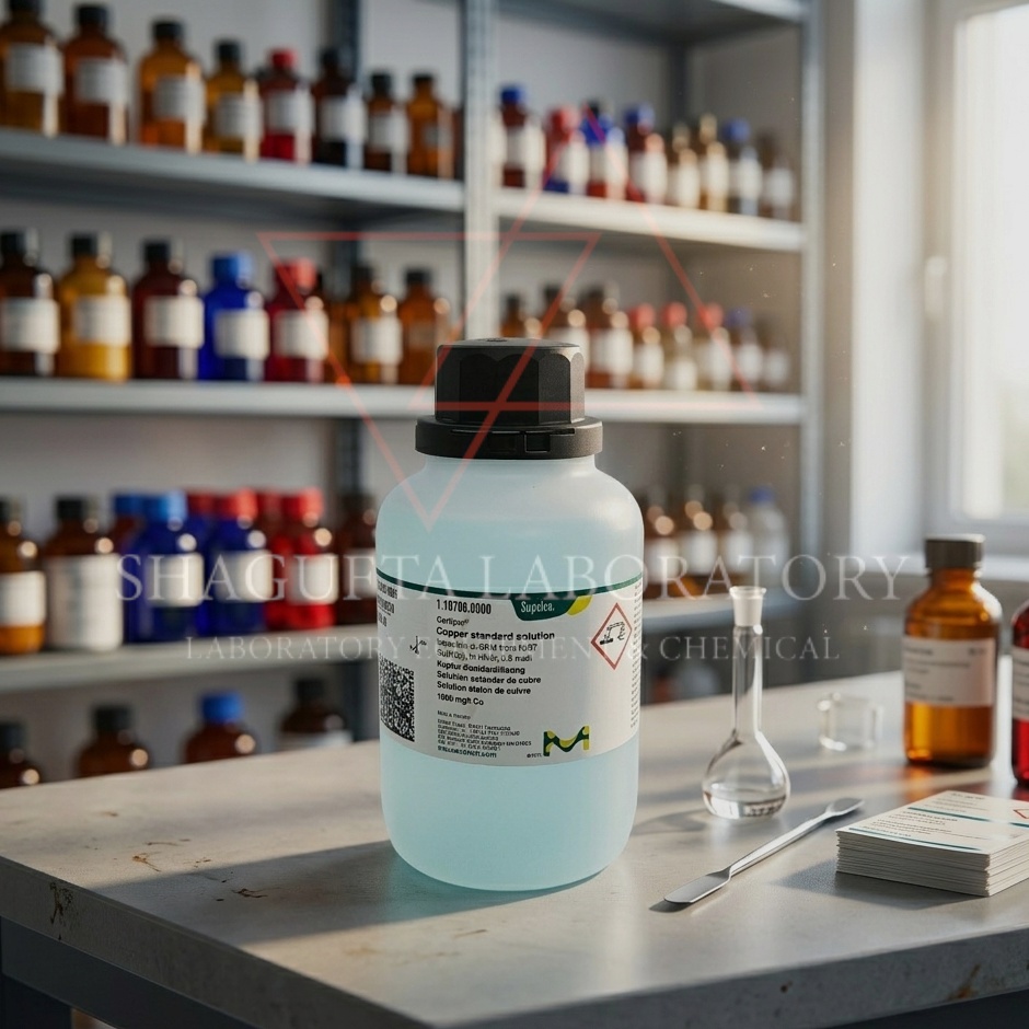Copper Standard Solution 1000 mg/L Cu adalah larutan standar analitik berkualitas tinggi yang dapat ditelusuri ke NIST (traceable to NIST), dirancang untuk kebutuhan kalibrasi instrumen laboratorium seperti ICP, AAS, dan analisis logam pada aplikasi riset, QC, pendidikan, dan industri.