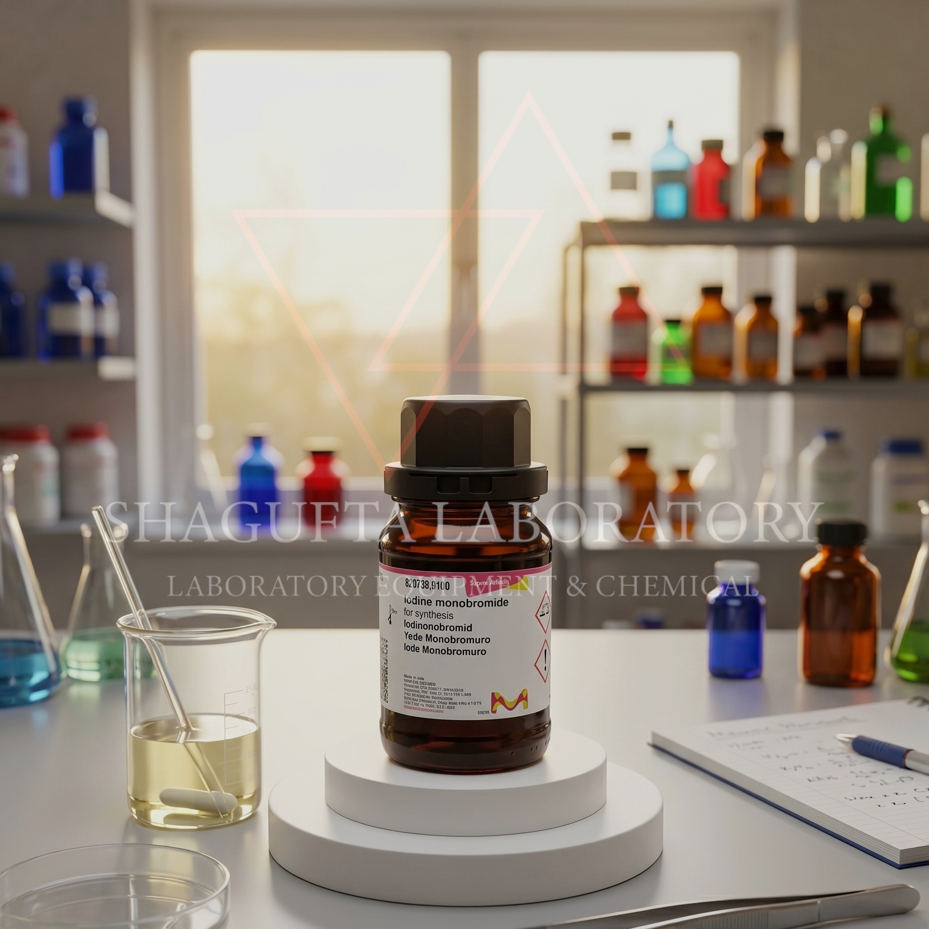 SHAGUFTA LABORATORY Iodine Monobromide for Synthesis 100GR 820738 – Reagen Kimia Laboratorium Analytical Grade