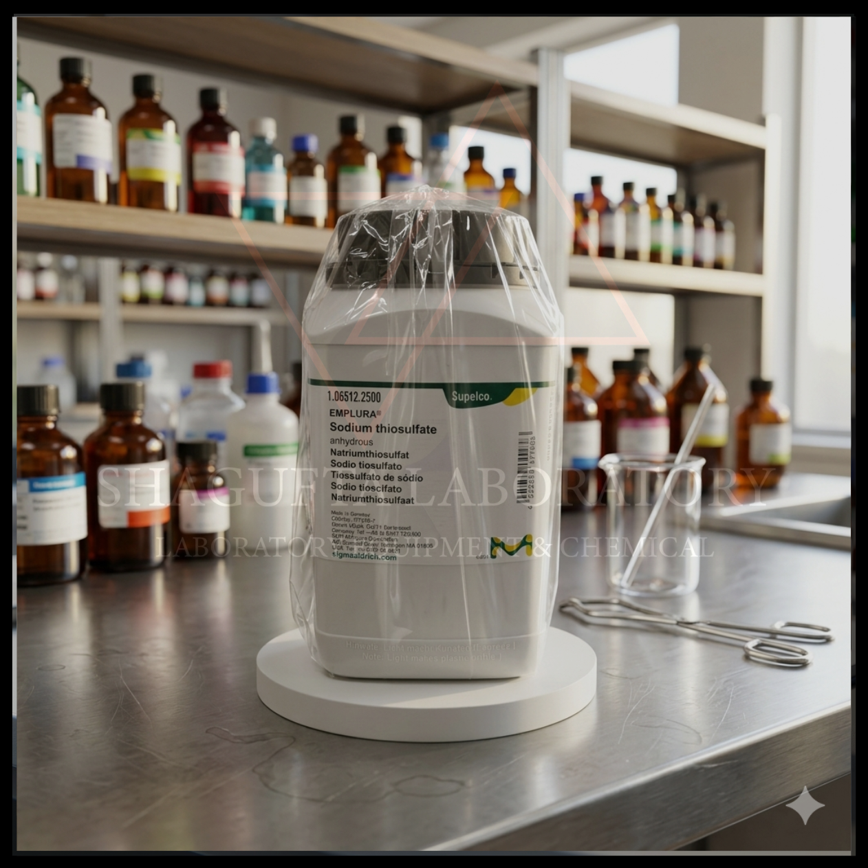 Sodium Thiosulfate Anhydrous EMPLURA® Supelco merupakan bahan kimia laboratorium berkualitas tinggi untuk kebutuhan analisis, fotografi, pengolahan air, penelitian, quality control (QC), pendidikan, dan aplikasi industri profesional.
