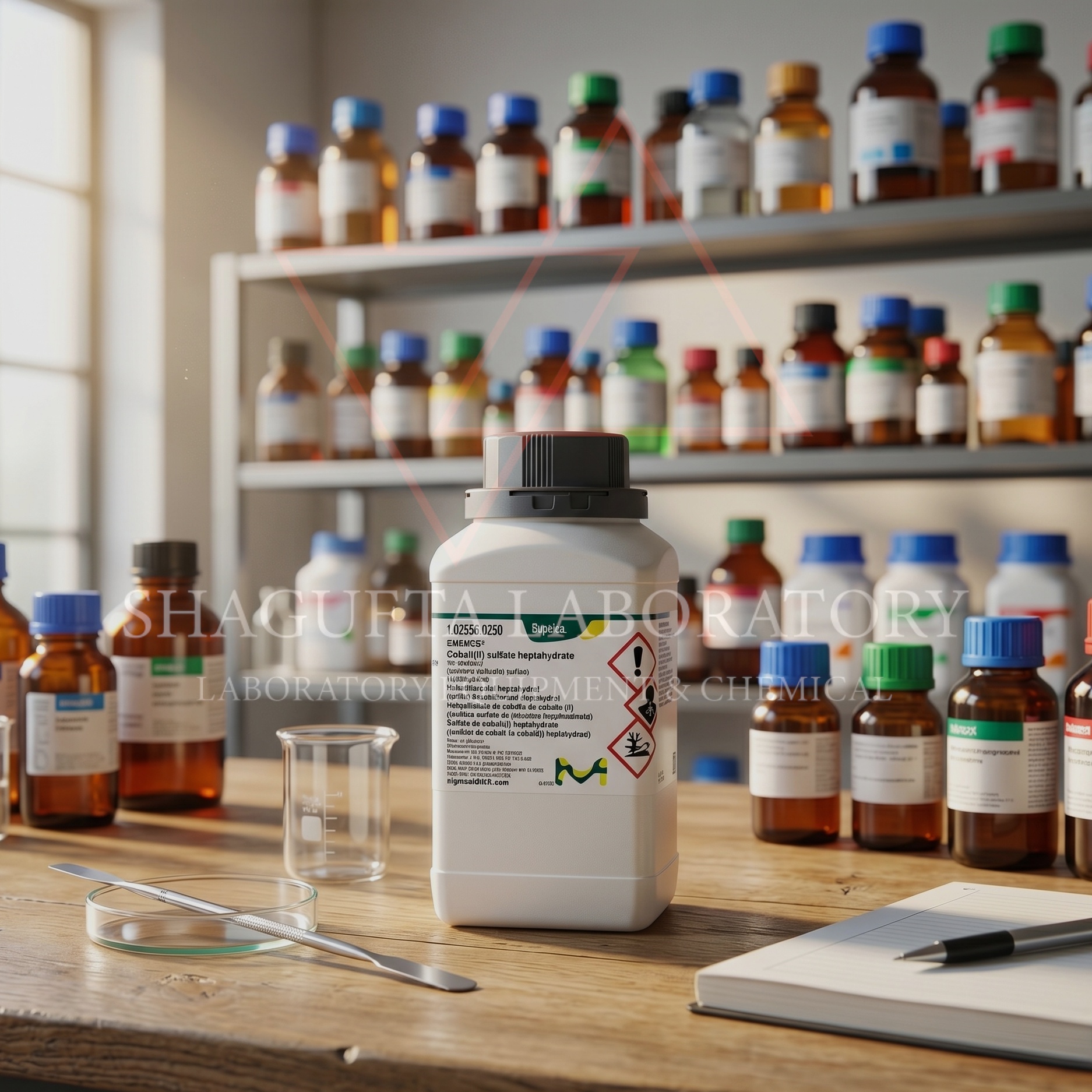 Cobalt(II) Sulfate Heptahydrate EMSURE® Merck Supelco merupakan bahan kimia analisis berkualitas tinggi untuk kebutuhan laboratorium, penelitian, quality control, pendidikan, dan aplikasi industri. Produk ini memiliki kemurnian tinggi dan cocok digunakan untuk analisis kimia, preparasi reagen, penelitian material, hingga aplikasi elektroplating dan sintesis senyawa kobalt.