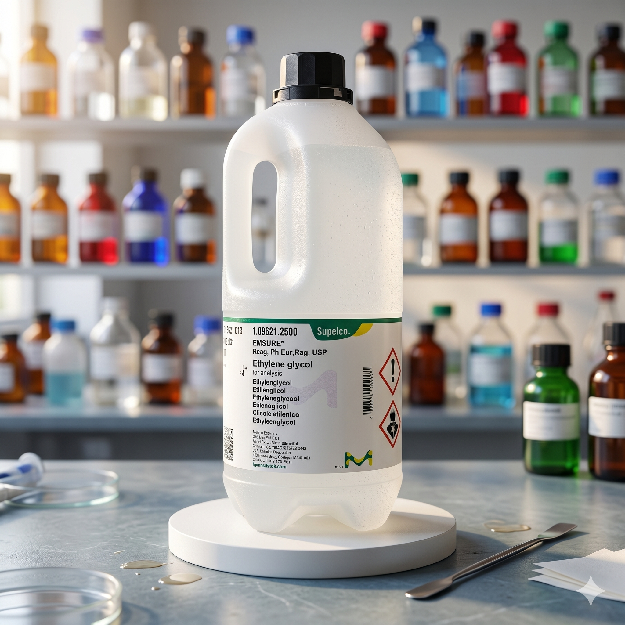 Supelco EMSURE Ethylene Glycol for Analysis 1096212500 Reag. Ph Eur USP | Ethylene Glycol Laboratory Grade 50ML (REPACK)
