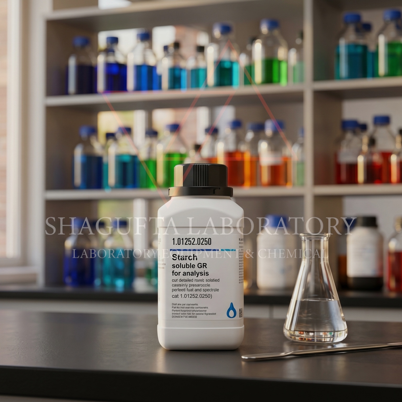 Starch Soluble GR for Analysis ISO EMSURE® Merck Millipore 250g adalah bahan kimia laboratorium analytical grade berkualitas tinggi untuk kebutuhan analisis, penelitian, titrasi iodometri, quality control, pendidikan, dan aplikasi industri. Cocok digunakan pada laboratorium profesional dan institusi penelitian.