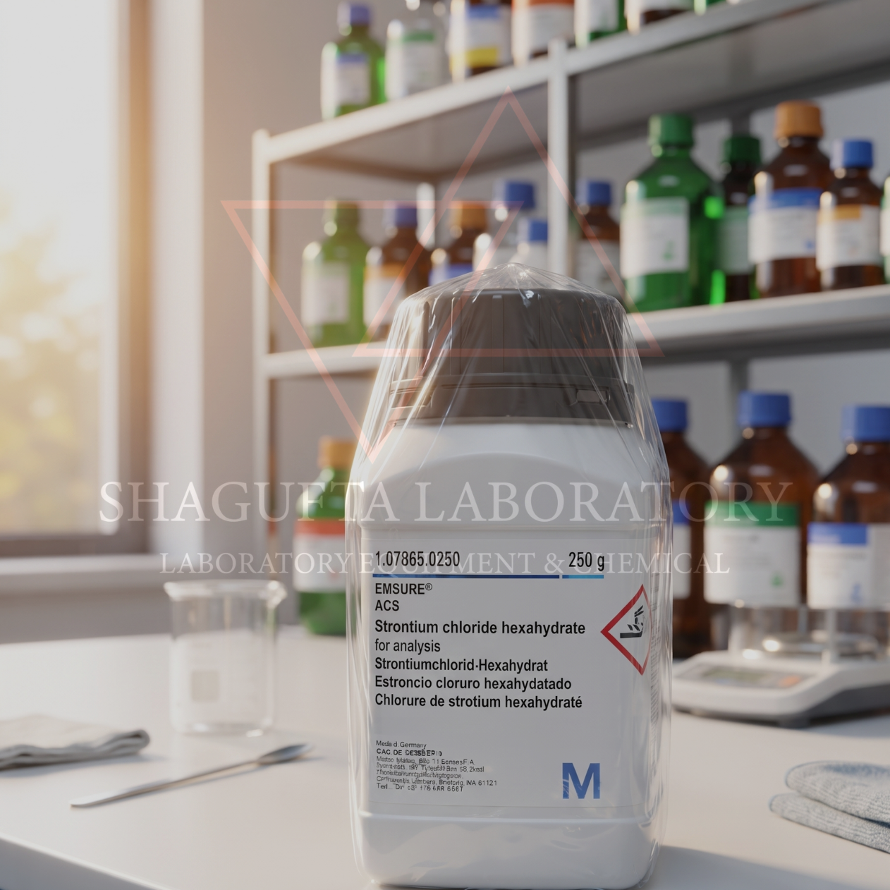 Merck EMSURE® Strontium Chloride Hexahydrate 107865 250g – Strontium Klorida Heksahidrat / SrCl₂·6H₂O / ACS Reagent for Analysis