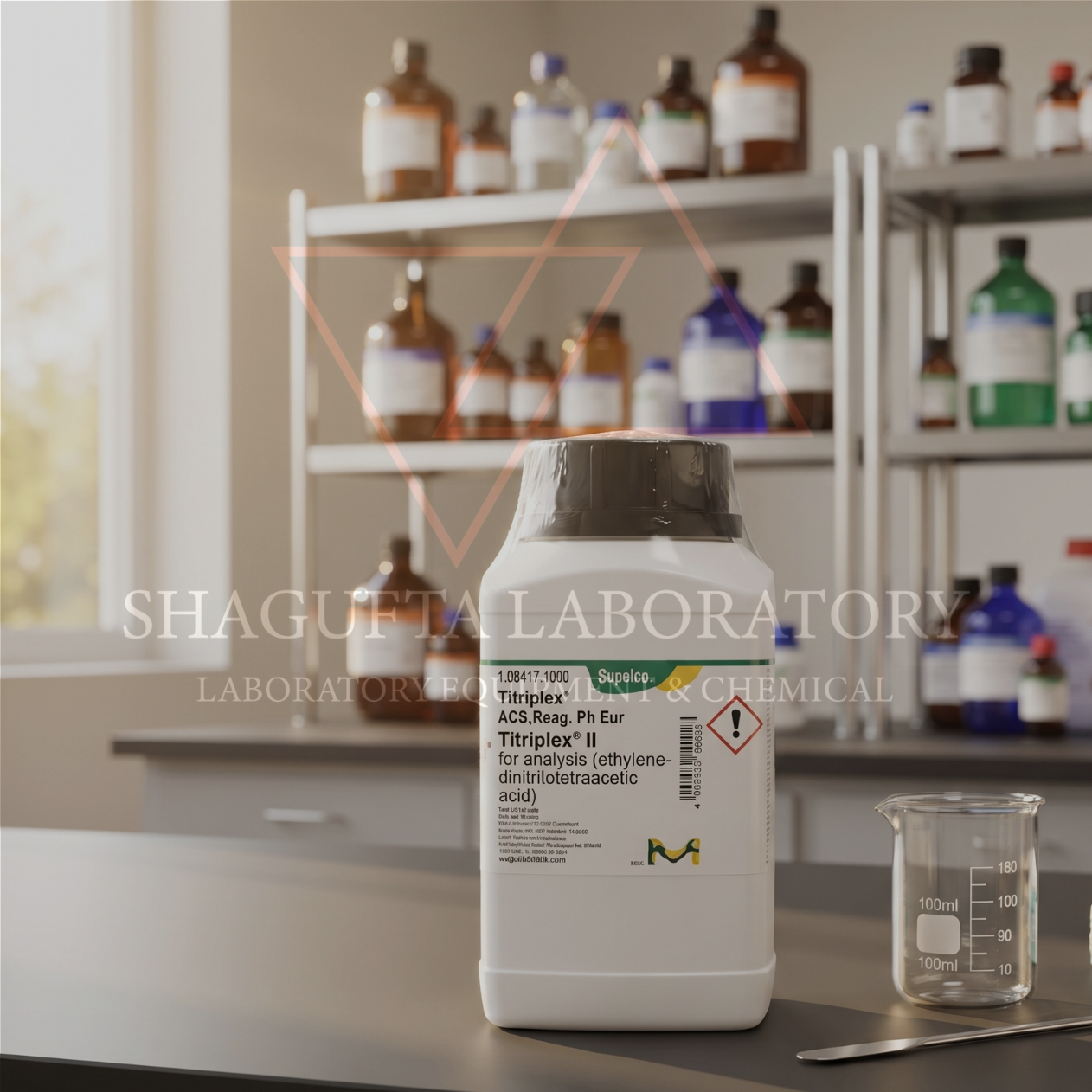 SHAGUFTA LABORATORY ACS Reag. Ph. Eur. 108417 – Titriplex® II / Ethylenedinitrilotetraacetic Acid (EDTA) / Edetic Acid 10GR (REPACK)